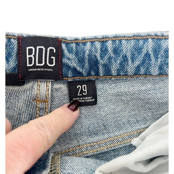 BDG Urban Outfitters Women's Sz 29 Slim Straight Patch Work Distressed Jeans - Picture 6 of 10